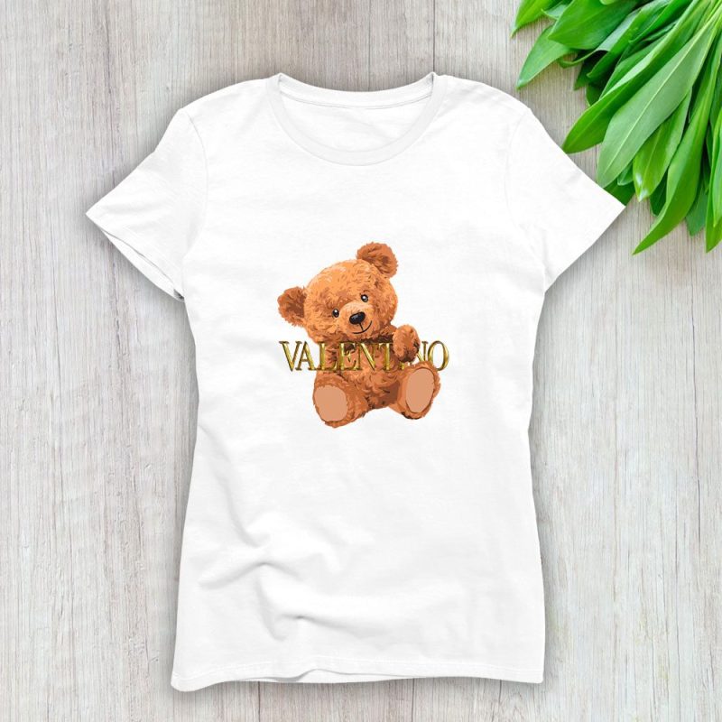 Valentino Teddy Bear Gold Luxury Lady T-Shirt Luxury Tee For Women LDS1907