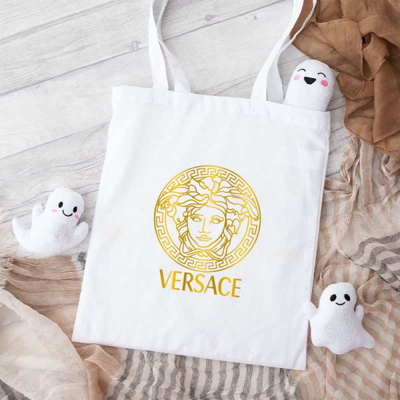 Versace Medusa Gold Luxury Logo Cotton Canvas Tote Bag TTB1923