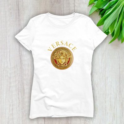 Versace Medusa Gold Luxury Logo Lady T-Shirt Luxury Tee For Women LDS1927