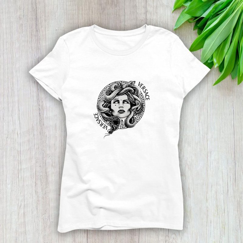 Versace Medusa Snake Gold Luxury Logo Lady T-Shirt Luxury Tee For Women LDS1946