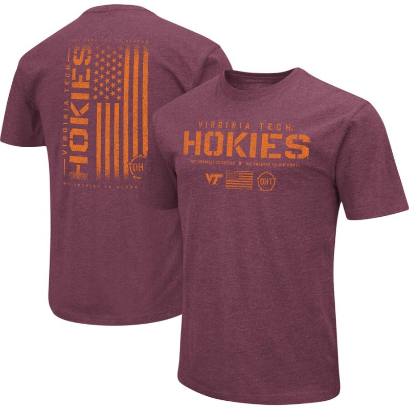 Virginia Tech Hokies Colosseum OHT Military Appreciation Flag 2.0 T-Shirt - Heather Maroon