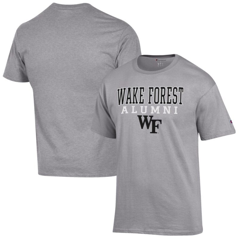 Wake Forest Demon Deacons Champion Alumni Logo Stack T-Shirt - Gray