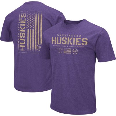 Washington Huskies Colosseum OHT Military Appreciation Flag 2.0 T-Shirt - Purple