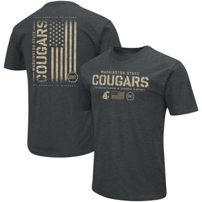 Washington State Cougars Colosseum OHT Military Appreciation Flag 2.0 T-Shirt - Heathered Black