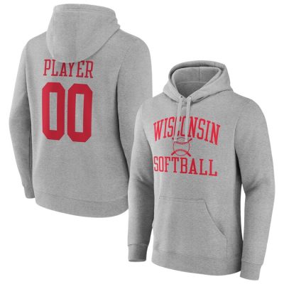 Wisconsin Badgers Softball Pick-A-Player NIL Gameday Tradition Pullover Hoodie - Gray