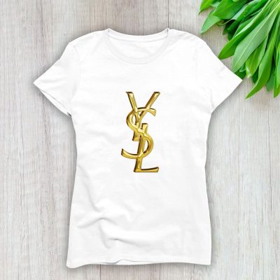 Yves Saint Laurent Gold Logo Luxury Lady T-Shirt Luxury Tee For Women LDS1965