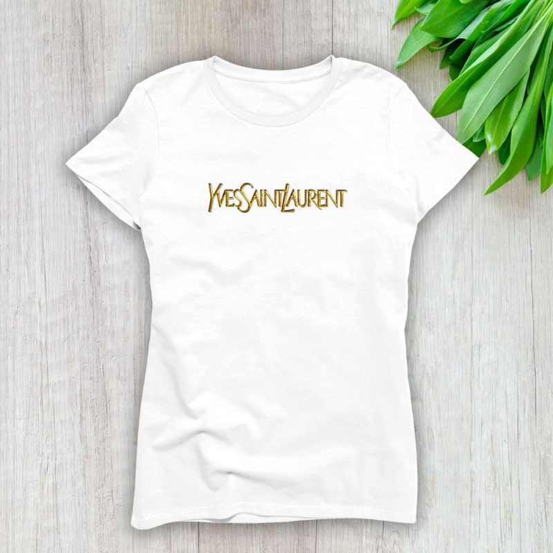 Yves Saint Laurent Gold Logo Luxury Lady T-Shirt Luxury Tee For Women LDS1971