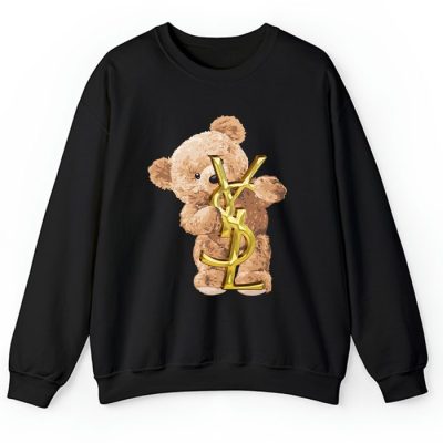 Yves Saint Laurent Gold Logo Luxury Teddy Bear Crewneck Sweatshirt CSTB0697