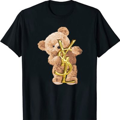 Yves Saint Laurent Gold Logo Luxury Teddy Bear Unisex T-Shirt TTB2642