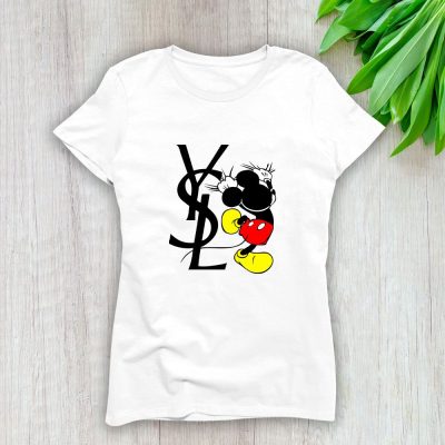 Yves Saint Laurent Logo Luxury Mickey Mouse Lady T-Shirt Luxury Tee For Women LDS1976