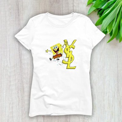 Yves Saint Laurent Logo Luxury Spongebob Lady T-Shirt Luxury Tee For Women LDS1979