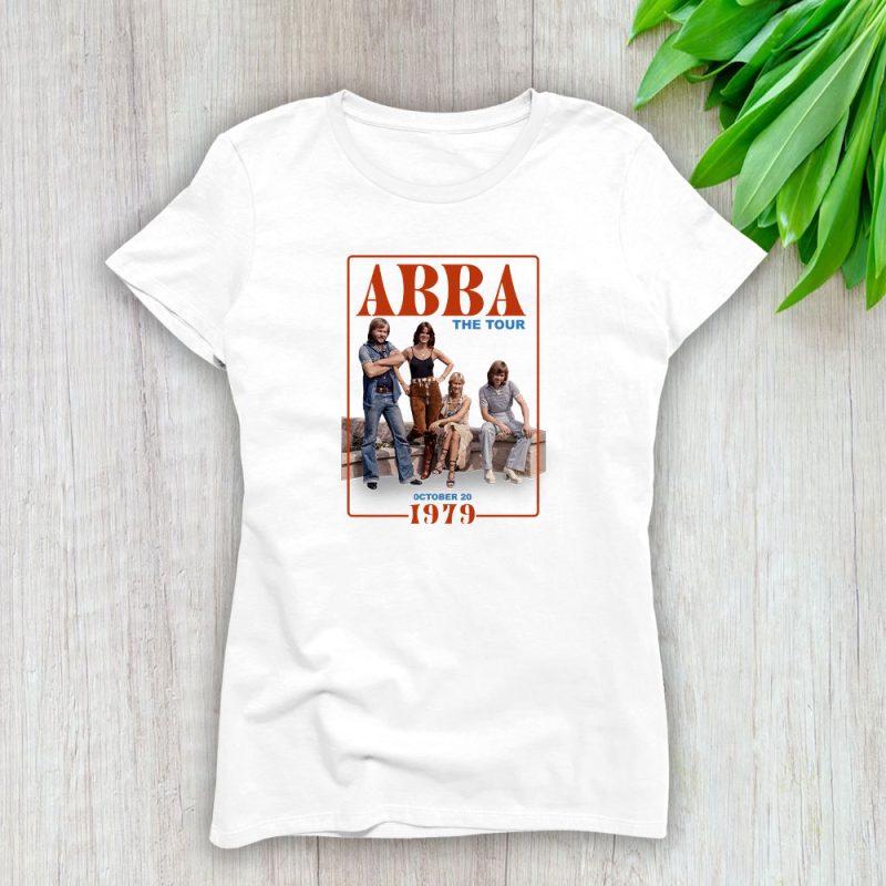 Abba Band 1979 Tour Gift For Fan 70s Abba Concert Lady T-Shirt Cotton Tee TLT6407