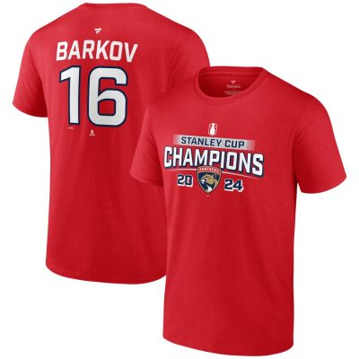 Aleksander Barkov Florida Panthers 2024 Stanley Cup Champions Power Name & Number T-Shirt - Re