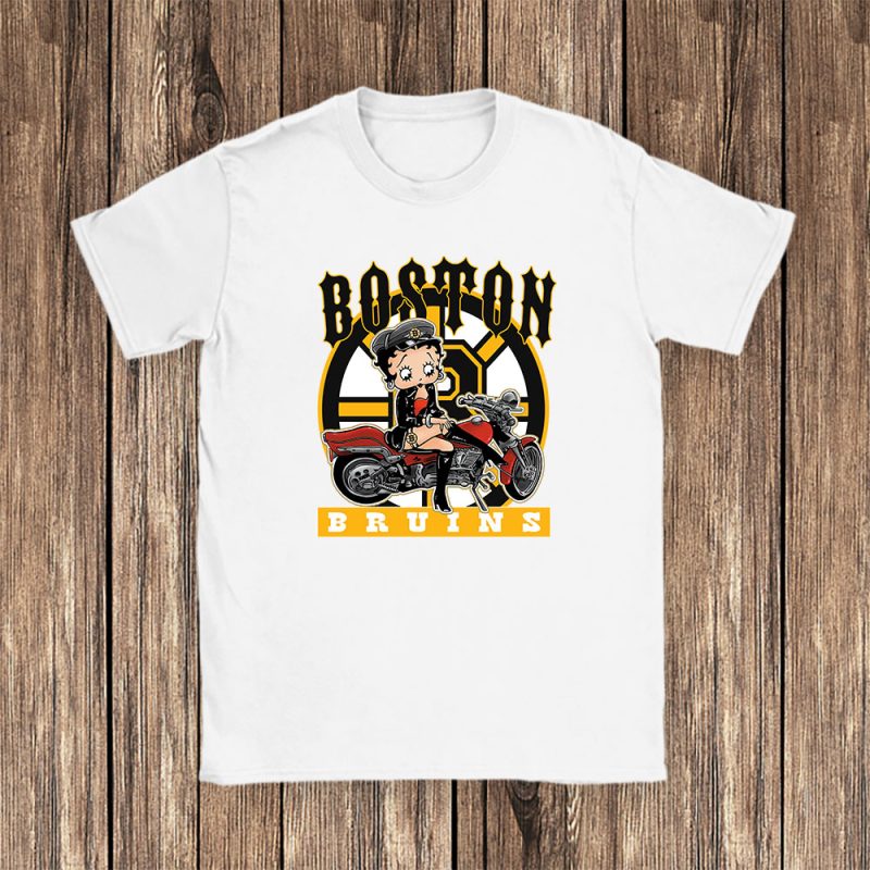 Betty Boop X Boston Bruins Team X NHL X Hockey Fan Unisex T-Shirt Cotton Tee TAT6720