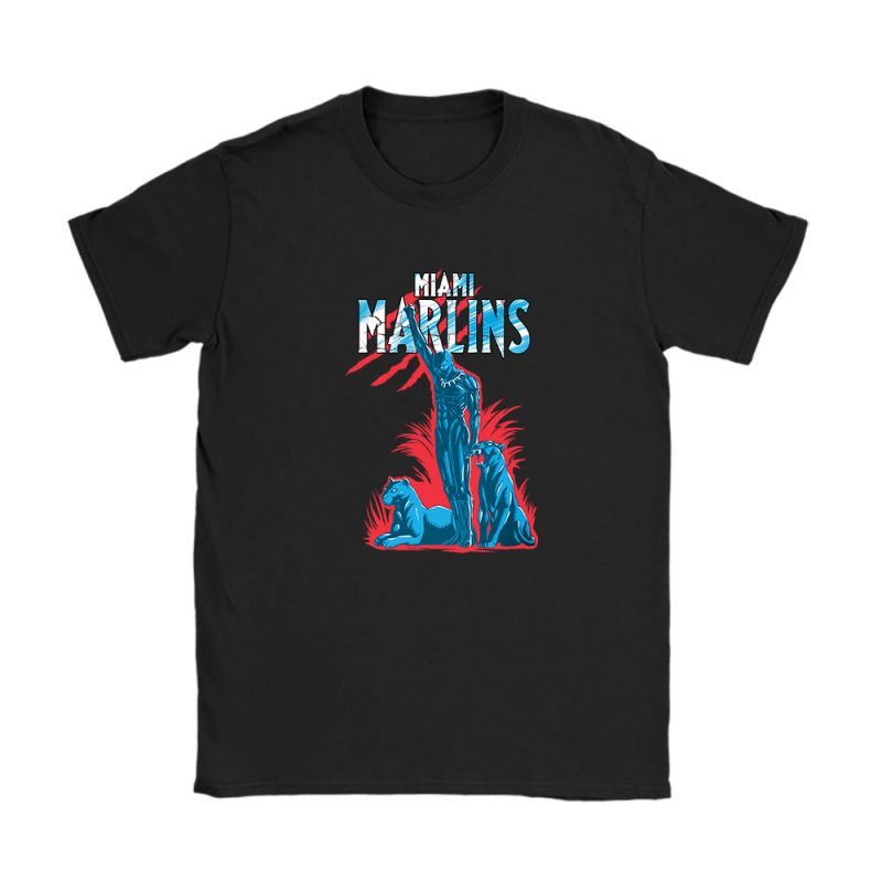 Black Panther MLB Miami Marlins Unisex T-Shirt Cotton Tee TAT6973