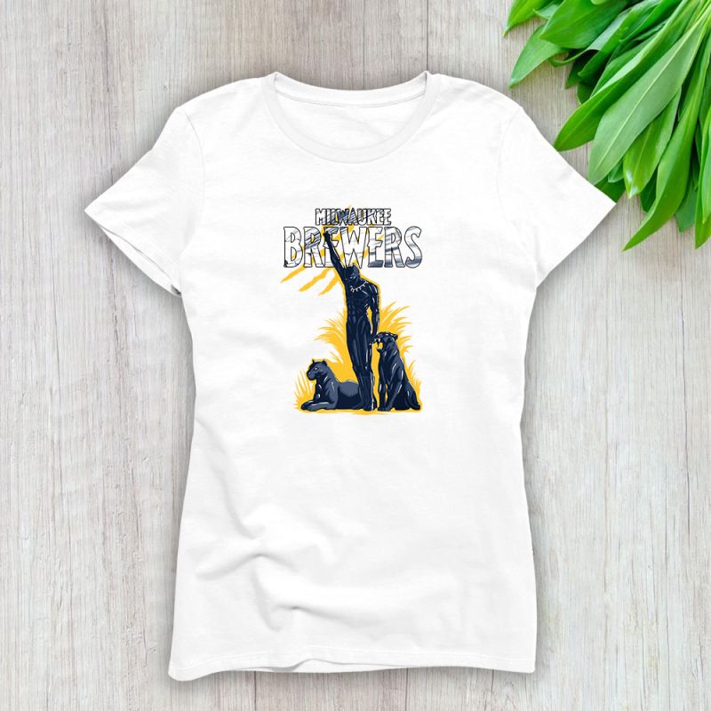 Black Panther MLB Milwaukee Brewers Lady T-Shirt Women Tee TLT6971