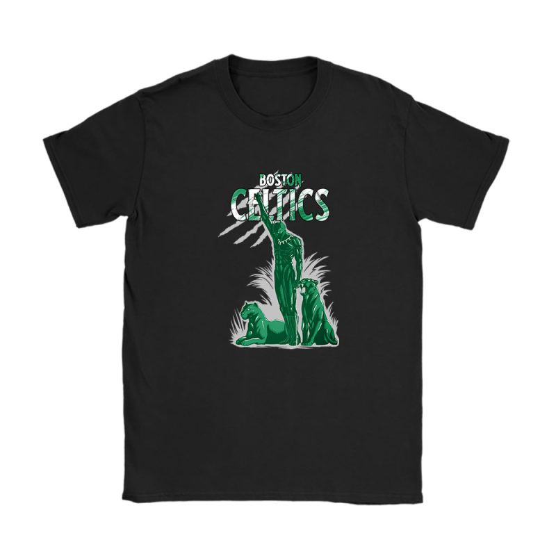 Black Panther NBA Boston Celtics Unisex T-Shirt Cotton Tee TAT7985