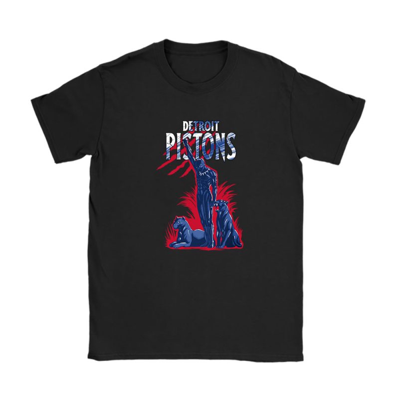 Black Panther NBA Detroit Pistons Unisex T-Shirt Cotton Tee TAT8023