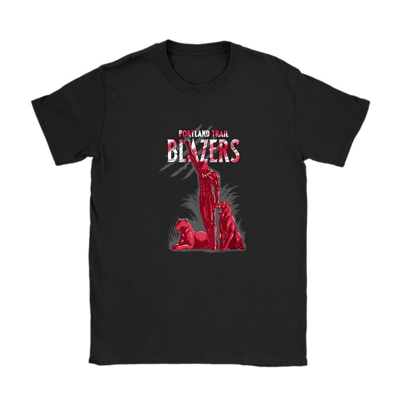 Black Panther NBA Portland Trail Blazers Unisex T-Shirt Cotton Tee TAT8102