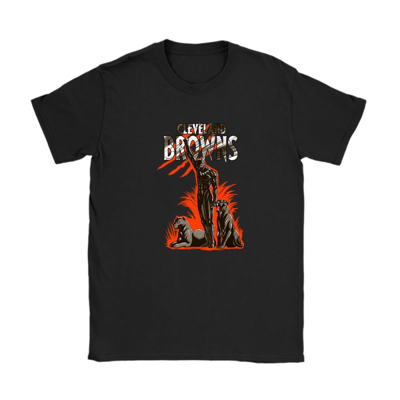 Black Panther NFL Cleveland Browns Unisex T-Shirt Cotton Tee TAT7000