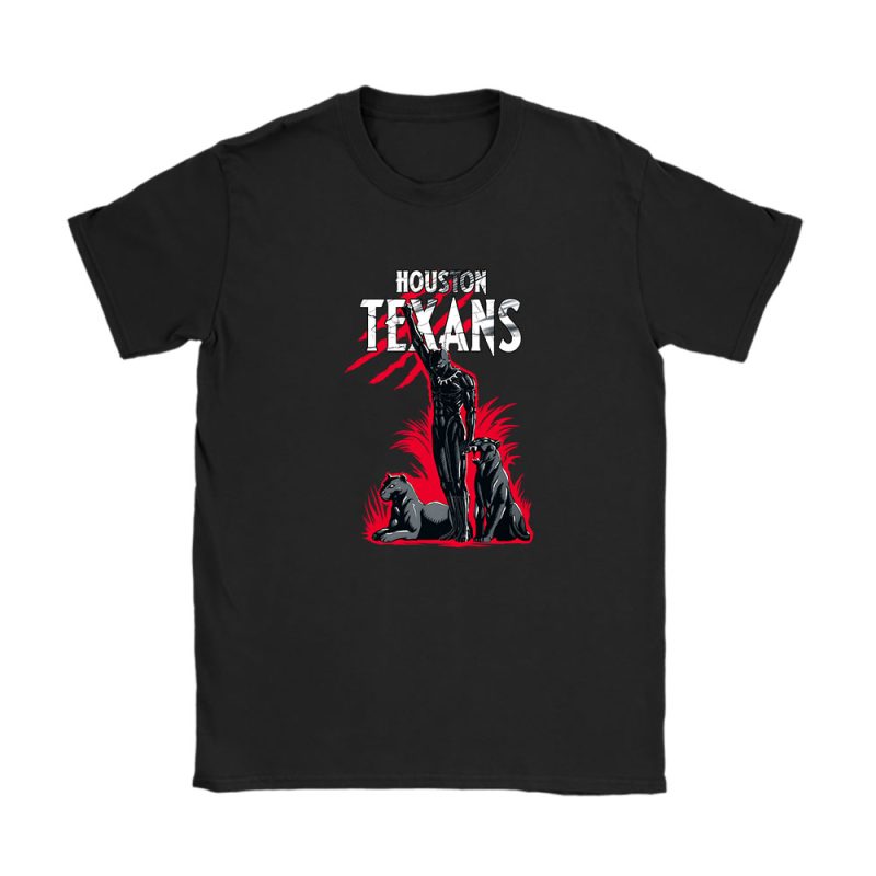 Black Panther NFL Houston Texans Unisex T-Shirt Cotton Tee TAT6961