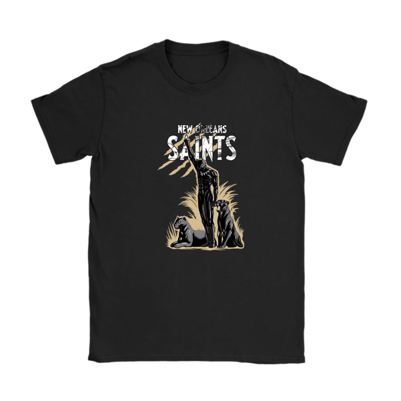 Black Panther NFL New Orleans Saints Unisex T-Shirt Cotton Tee TAT6980