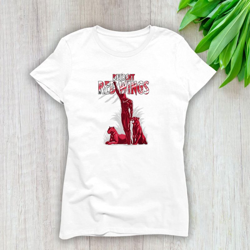 Black Panther NHL Detroit Red Wings Lady T-Shirt Women Tee LTL8028