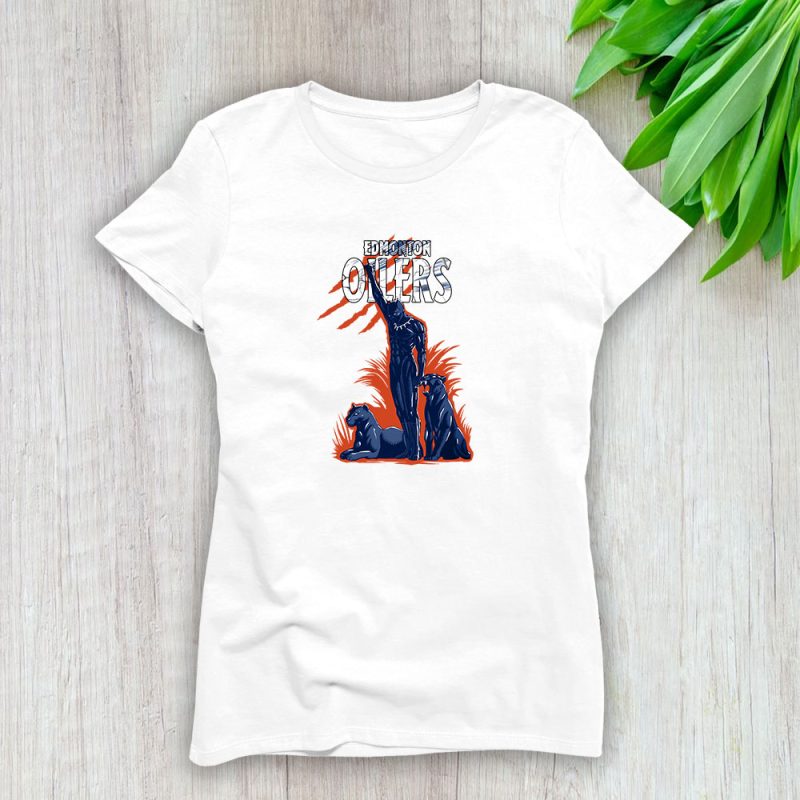 Black Panther NHL Edmonton Oilers Lady T-Shirt Women Tee LTL8030