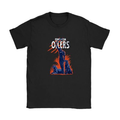 Black Panther NHL Edmonton Oilers Unisex T-Shirt Cotton Tee TAT8030