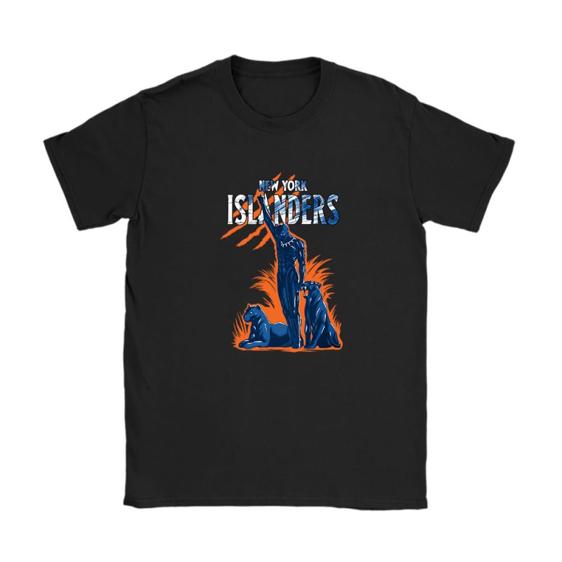 Black Panther NHL New York Islanders Unisex T-Shirt Cotton Tee TAT8080