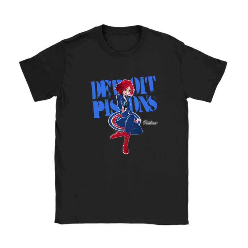 Black Widow NBA Detroit Pistons Unisex T-Shirt Cotton Tee TAT8022