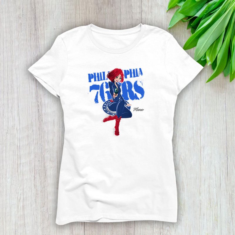 Black Widow NBA Philadelphia 76ers Lady T-Shirt Women Tee LTL8108