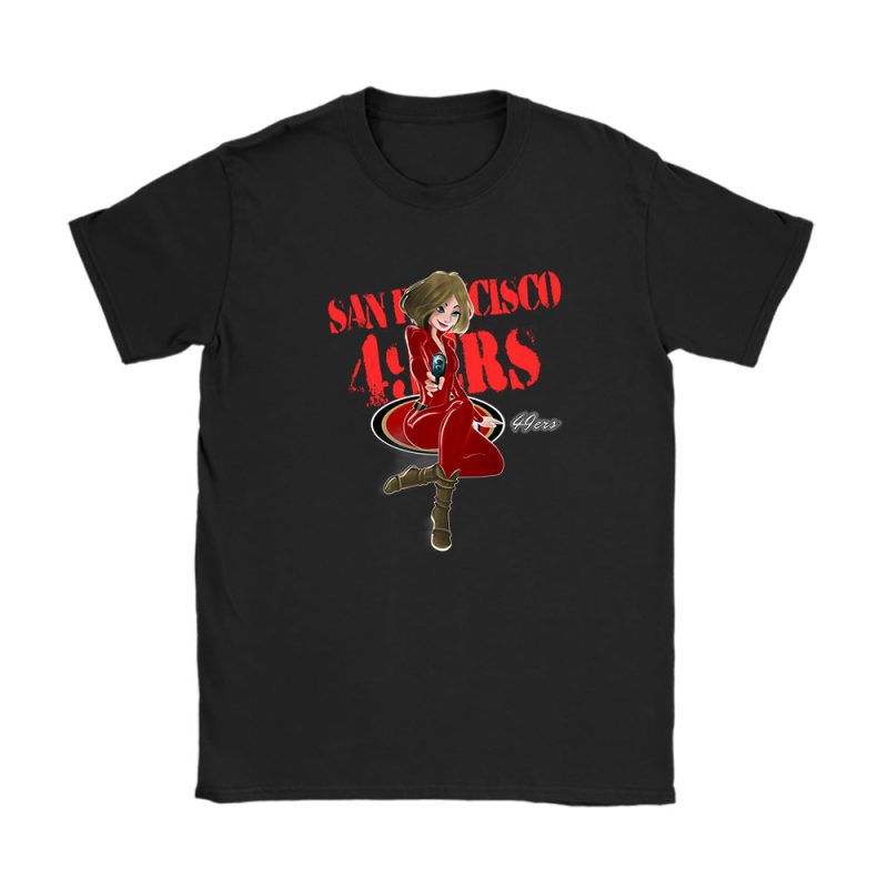 Black Widow NFL San Francisco 49ers Unisex T-Shirt Cotton Tee TAT8118