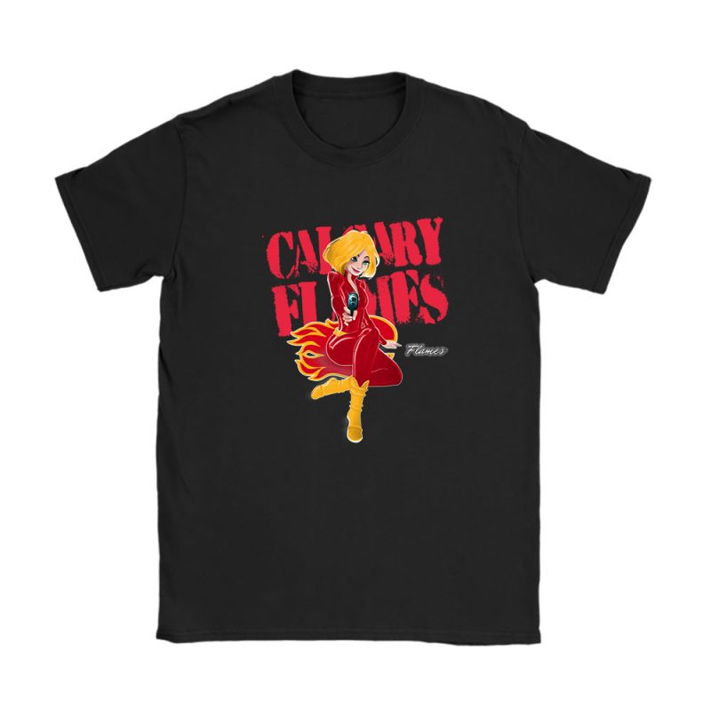 Black Widow NHL Calgary Flames Unisex T-Shirt Cotton Tee TAT8002