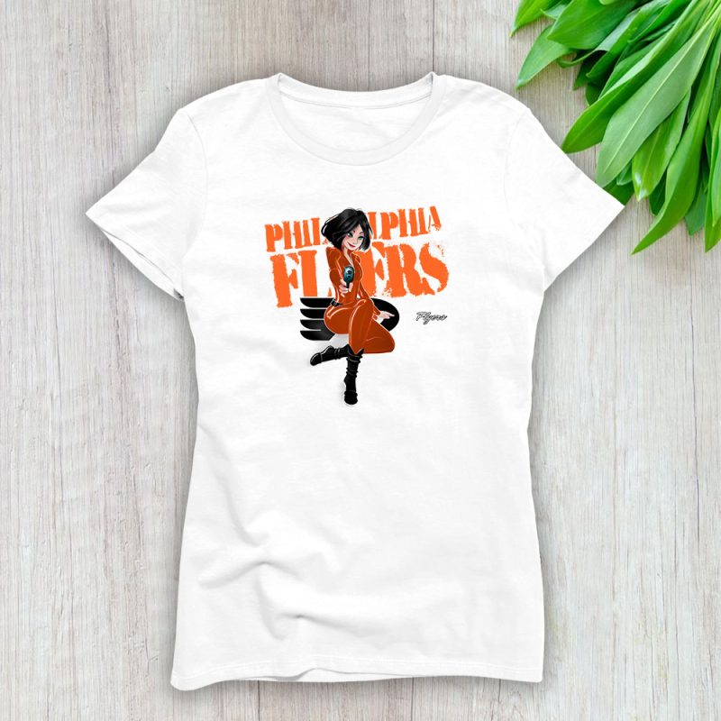 Black Widow NHL Philadelphia Flyers Lady T-Shirt Women Tee LTL8105