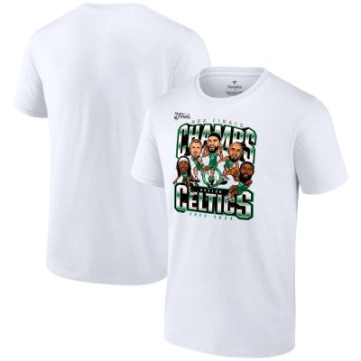 Boston Celtics 2024 NBA Finals Champions Pull Up Jumper Caricature Unisex T-Shirt - White