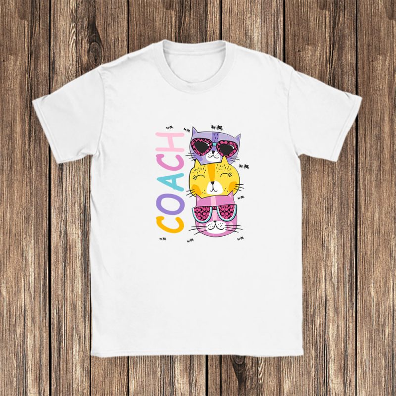 Cartoon Cats In Glasses Fruits Coach Brand Unisex T-Shirt Cotton Tee TAT6243