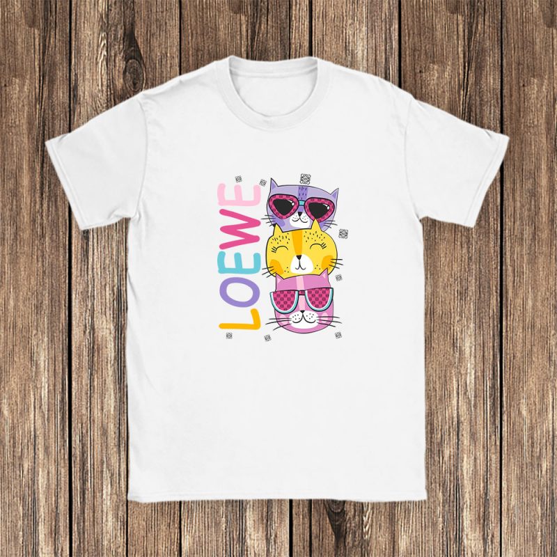 Cartoon Cats In Glasses Fruits Loewe Brand Unisex T-Shirt Cotton Tee TAT6244