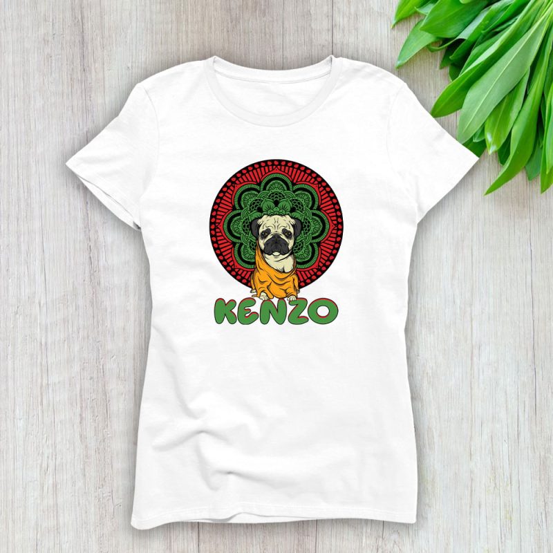 Cartoon Pug Dog Kenzo Brand Lady T-Shirt Cotton Tee TLT6247