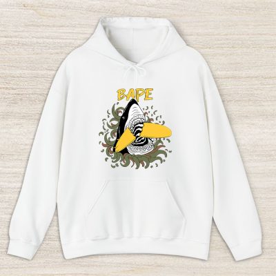 Cartoon Shark With Surfboard Bape Unisex Hoodie TAH5485