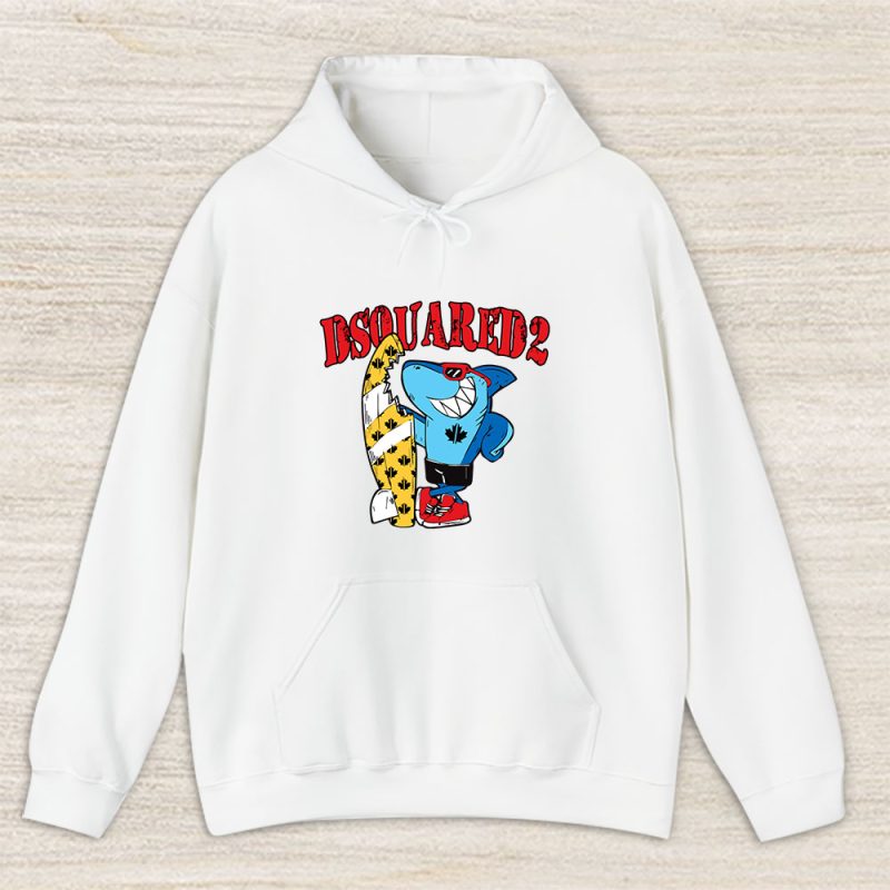 Cartoon Shark With Surfboard Dsquared2 Unisex Hoodie TAH5486