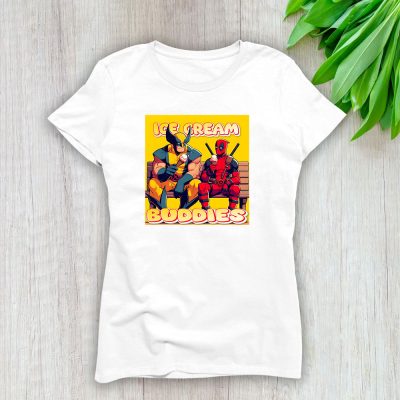 Deadpool And Wolverine X Super Hero X Ice Cream Buddies Lady T-Shirt Women Cotton Tee TLT7898