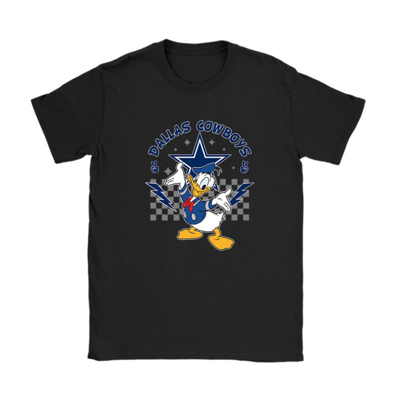 Donald Duck X Dallas Cowboys Team X NFL X American Football Unisex T-Shirt Cotton Tee TAT8558