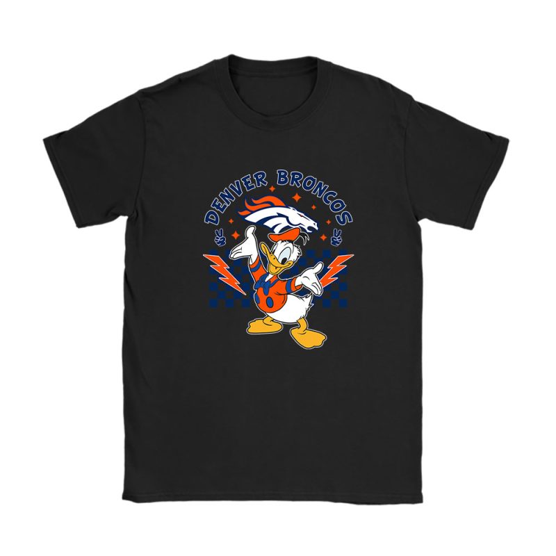 Donald Duck X Denver Broncos Team NFL American Football Unisex T-Shirt Cotton Tee TAT8559