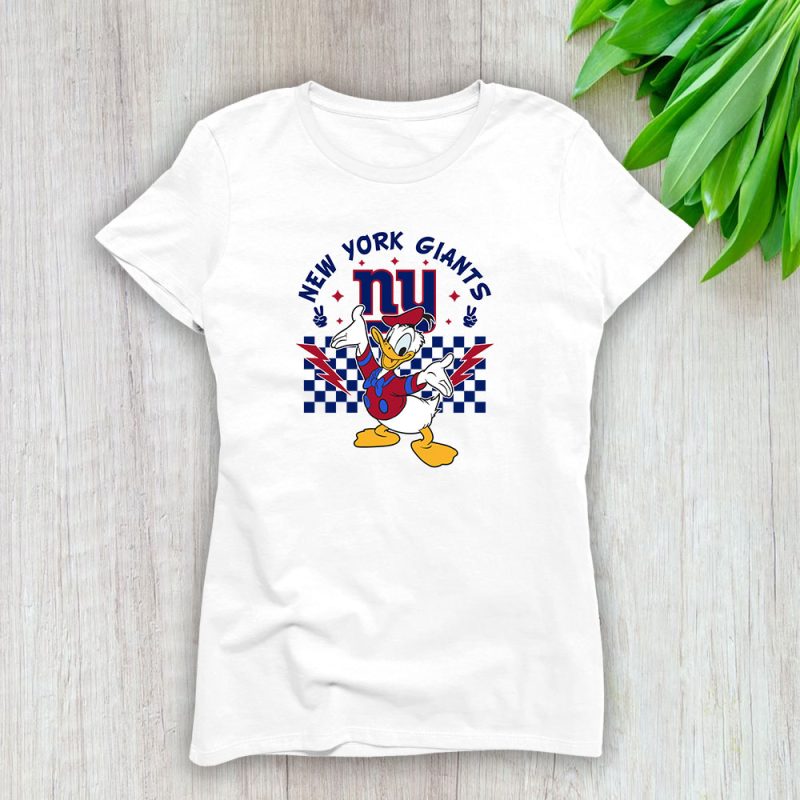 Donald Duck X New York Giants Team NFL American Football Lady T-Shirt Women Tee LTL8562