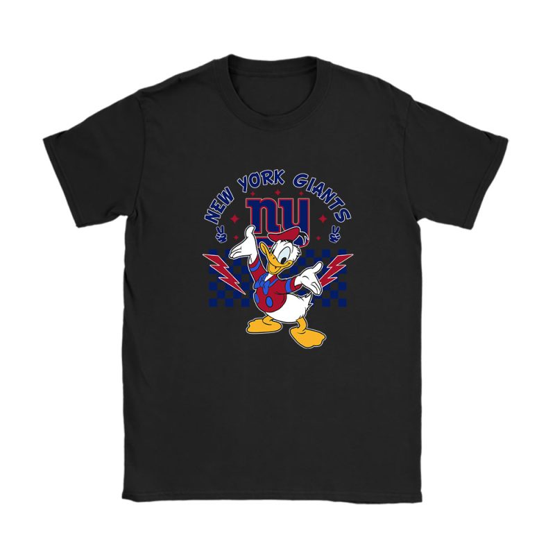Donald Duck X New York Giants Team NFL American Football Unisex T-Shirt Cotton Tee TAT8562