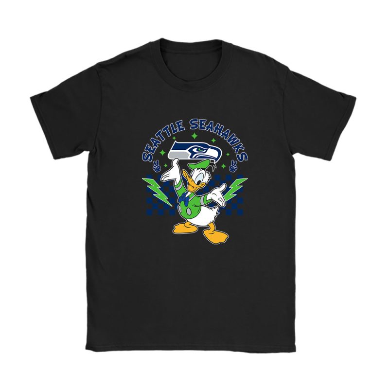 Donald Duck X Seattle Seahawks Team NFL American Football Unisex T-Shirt Cotton Tee TAT8565