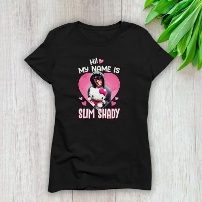 Eminem Hello Kitty Hi My Name Is Slim Shady Lady T-Shirt Women Tee LTL8470