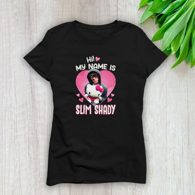 Eminem Hello Kitty Hi My Name Is Slim Shady Lady T-Shirt Women Tee LTL8470