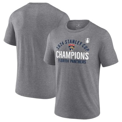 Florida Panthers 2024 Stanley Cup Champions Rush Tri-Blend T-Shirt - Heather Gray